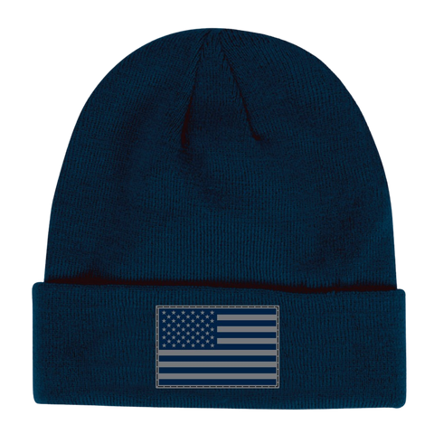 USA FLAG NAVY BLUE CUFFED BEANIE