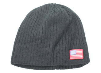 FLEECE LINED BEANIE WITH SILICONE USA FLAG