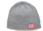 FLEECE LINED BEANIE WITH SILICONE USA FLAG