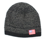 FLEECE LINED BEANIE WITH SILICONE USA FLAG