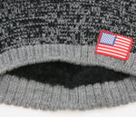 FLEECE LINED BEANIE WITH SILICONE USA FLAG